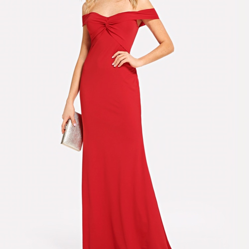 Off the shoulder twist front dress